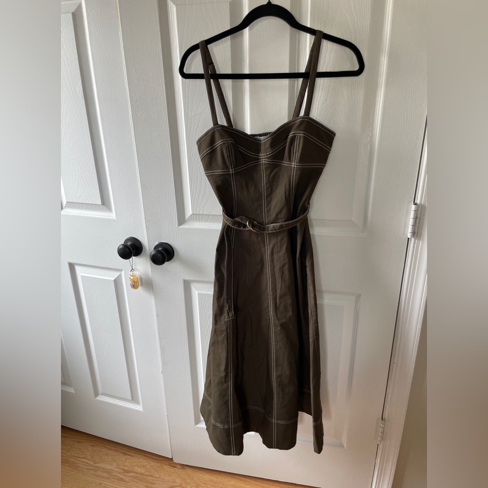 Hill house The Fiona Dress - Chocolate Twill Midi Dress - Picture 9 of 12